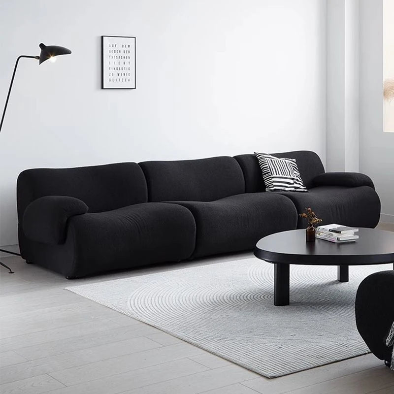 Sofá modular comprimido al vacío, seccional de tela Wabi-Sabi Sherpa con espuma muy elástica, estilo crema de mediados de siglo, ahorro de espacio