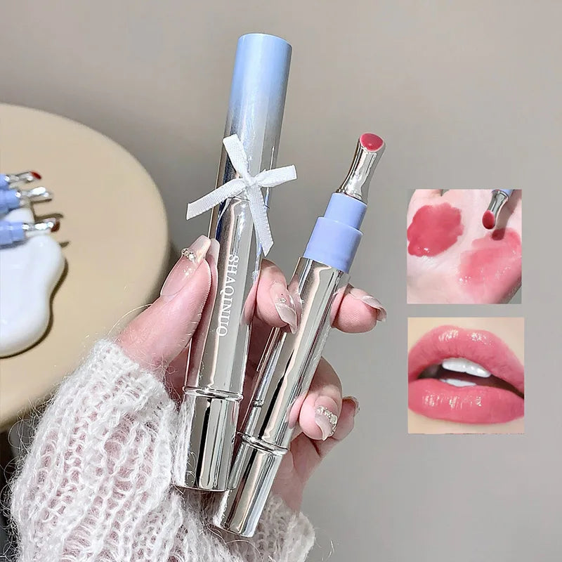 Brillo Labial con Esencia Acuosa de Espejo, Larga Duración, No Pegajoso, Voluminizador, Brillo Labial Líquido, Esmalte Labial en Gel, Maquillaje Hidratante, Tinte Labial