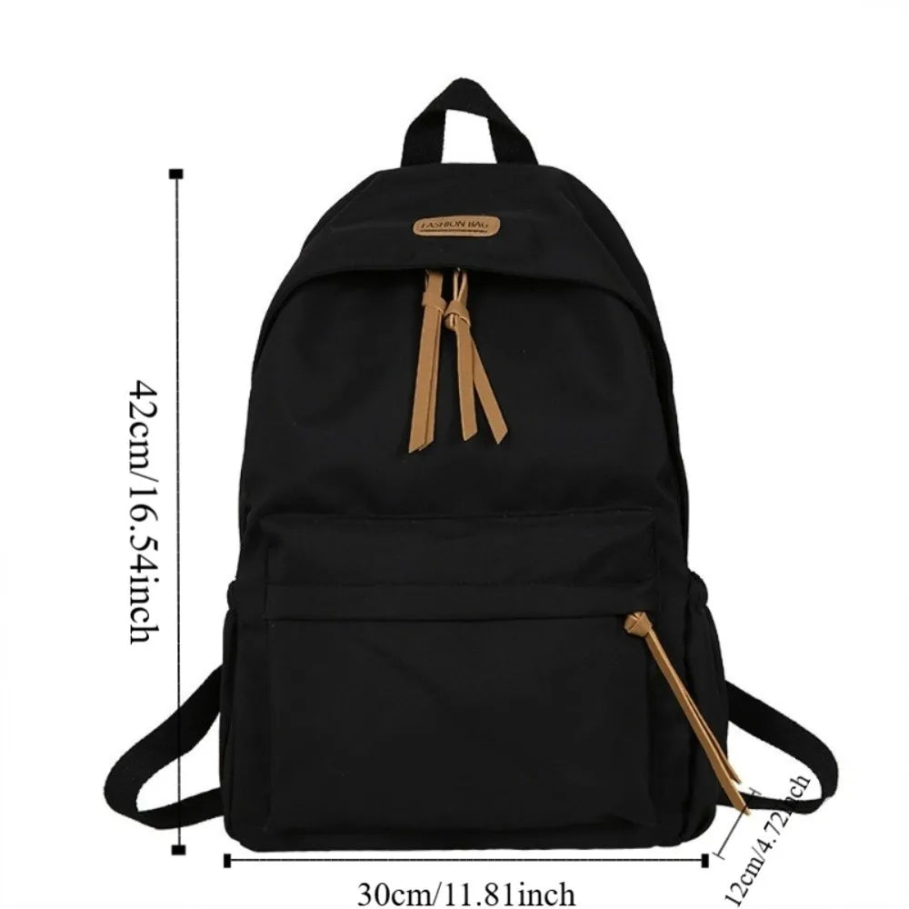 Mochila escolar de gran capacidad, mochila escolar con cremallera de color sólido para estudiantes universitarios, mochilas de compras de estilo sencillo, versión coreana