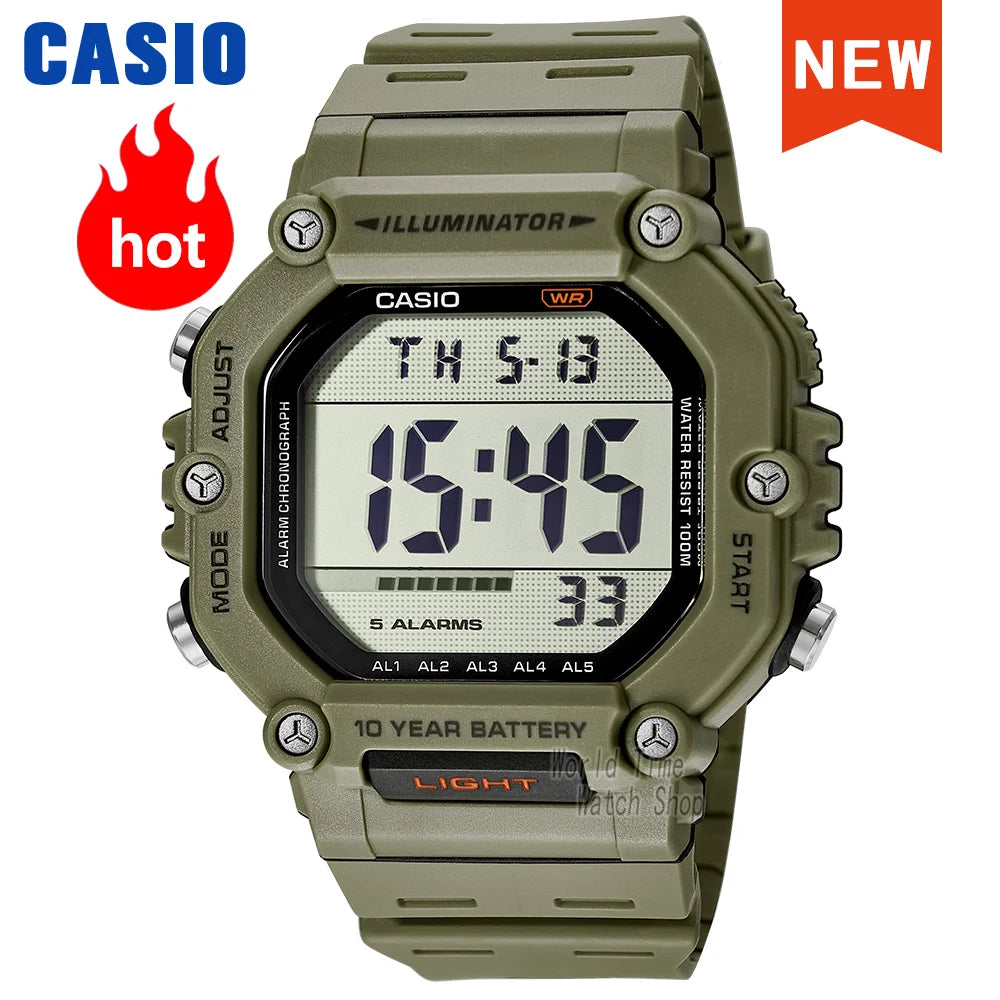 Reloj Casio con batería de 10 años de duración, 100m, resistente al agua, moda deportiva, reloj electrónico multifunción para exteriores, reloj masculino AE-1600