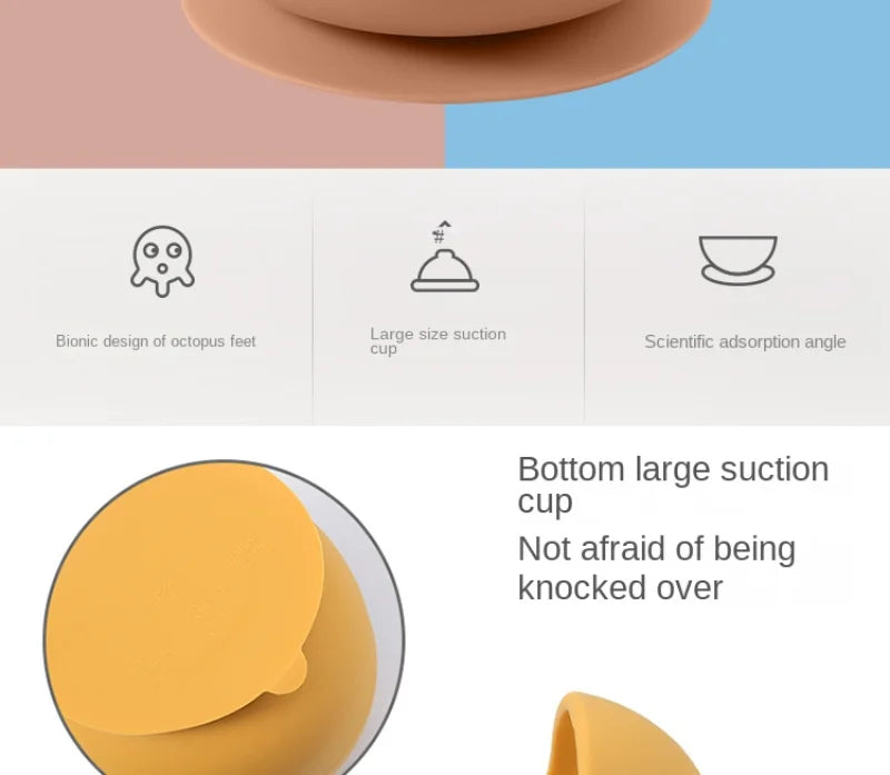 Juego de alimentación de silicona para bebé, cuenco de silicona, plato de comedor, cuchara, tenedor, platos para niños, vajilla de silicona sin BPA, 3/4/5 Uds.