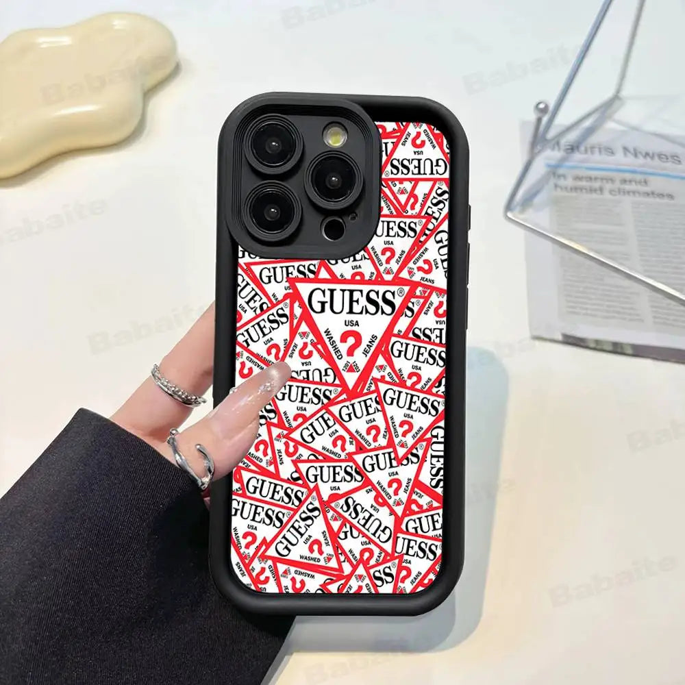 Funda de Silicona Suave para Teléfono de la Marca de Moda G-Guess para iPhone 17 16 14 13 12 11 15 Pro Max Plus Air Cover