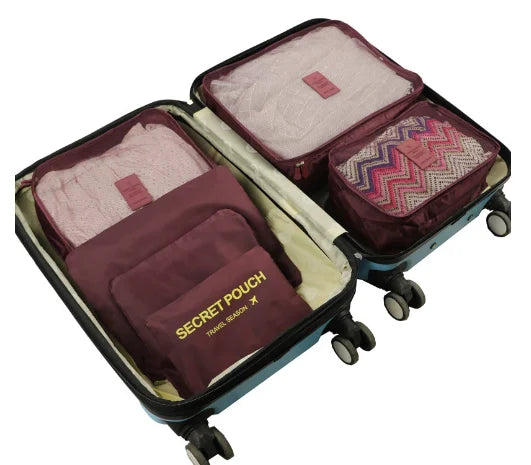 Organizador de viaje portátil para mujer, bolsas de almacenamiento de equipaje, ropa, zapatos, 6 piezas