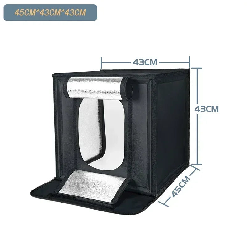 Caja de estudio fotográfico, caja de luz portátil para disparar en mesa, telón de fondo de PVC, tienda de fotografía, Softbox, conjunto de exhibición de 30/40/45/65/80cm