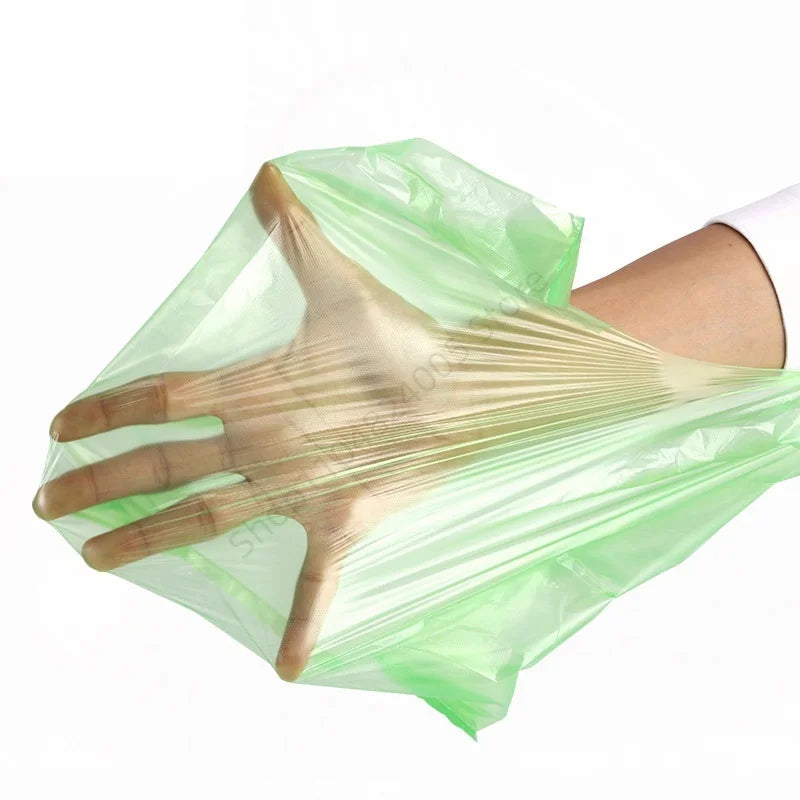 Bolsa de plástico verde de 100 Uds., bolsa de chaleco desechable con asa para cocina, sala de estar, embalaje de alimentos limpios, bolsa de compras para supermercado