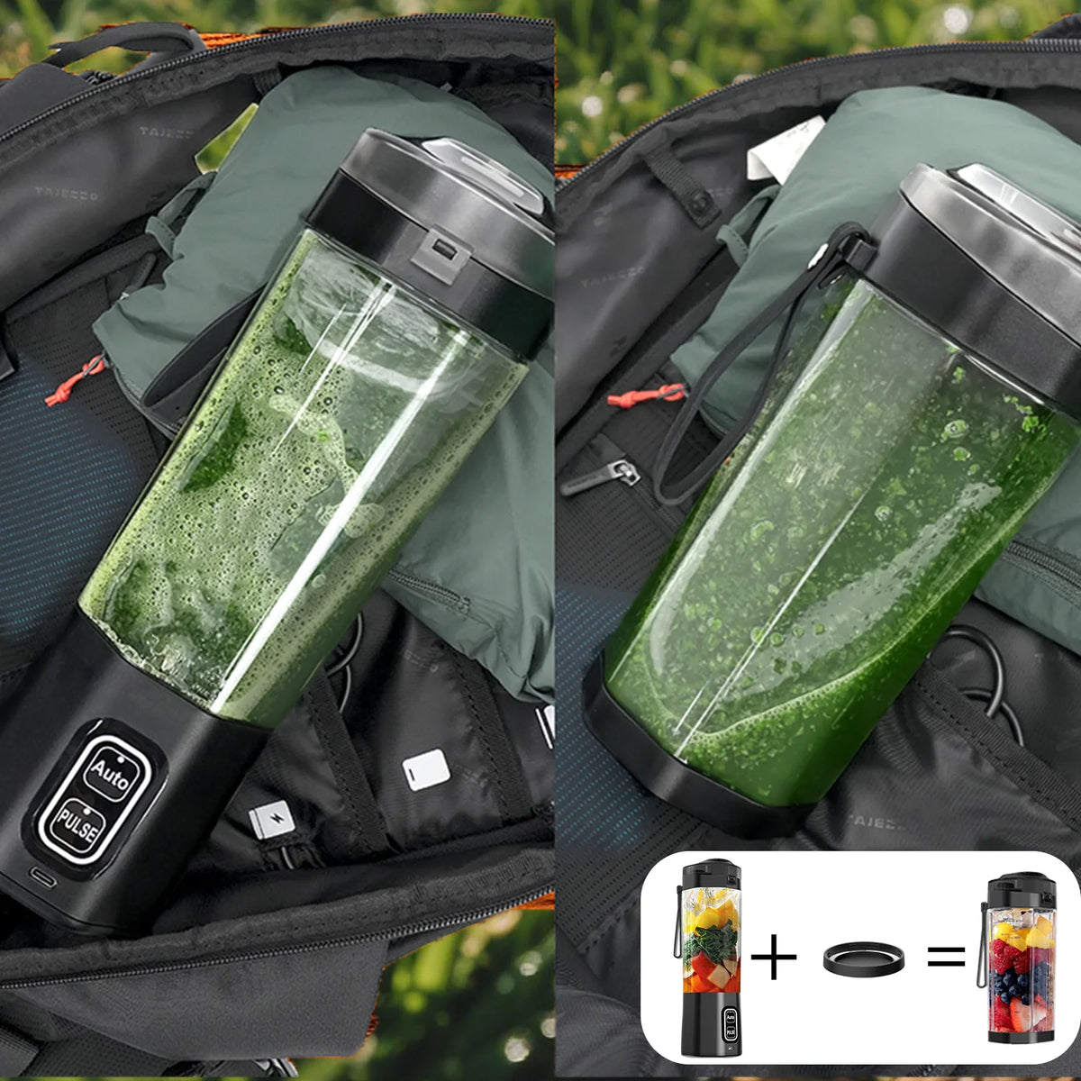 Licuadora eléctrica portátil para hacer jugo, mezclador de frutas recargable por USB de 700ML, exprimidor de 6 hojas para batidos, batidos, taza de jugo fresco