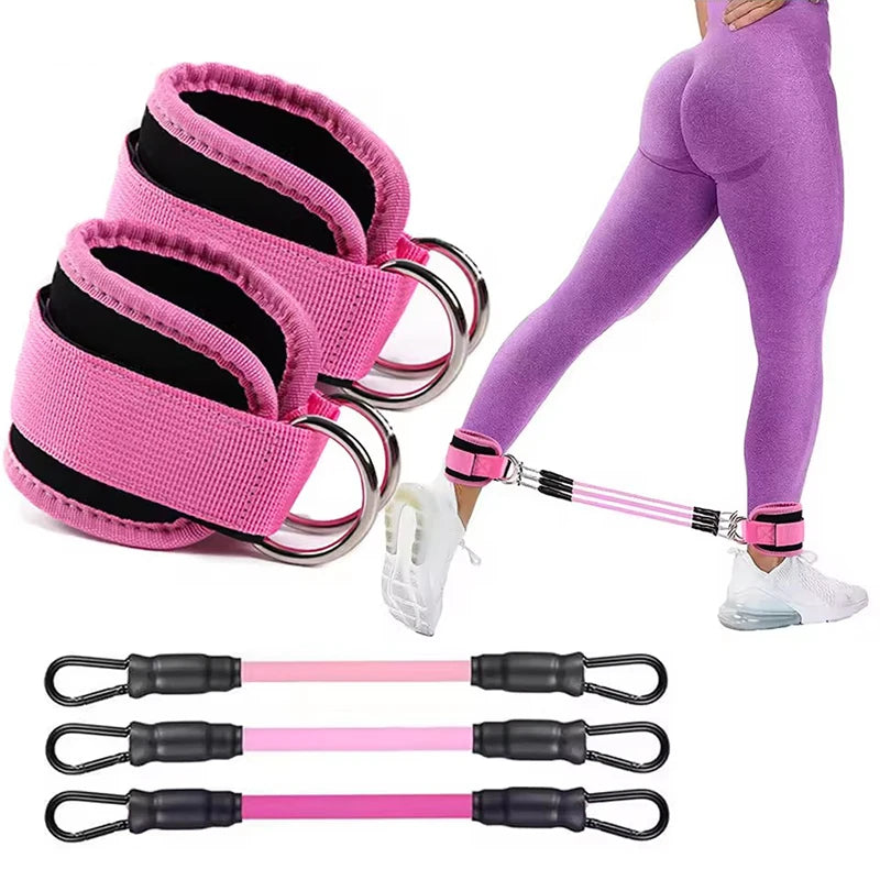 Juego de Bandas de Resistencia con Correas para Tobillos, Equipo de Ejercicio, Pesas para Tobillos, Banda Elástica de Yoga para Gimnasio, para Hombre y Mujer