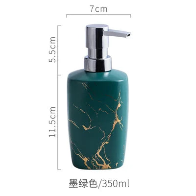 Juego de accesorios de baño de cerámica de mármol negro, dispensador de jabón/soporte para cepillos de dientes, bandeja, suministros para el hogar