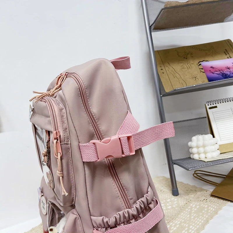 Mochilas bonitas para mujer, mochila escolar de nailon con múltiples bolsillos impermeable para estudiantes y niñas, mochila Kawaii para ordenador portátil, Mochilas
