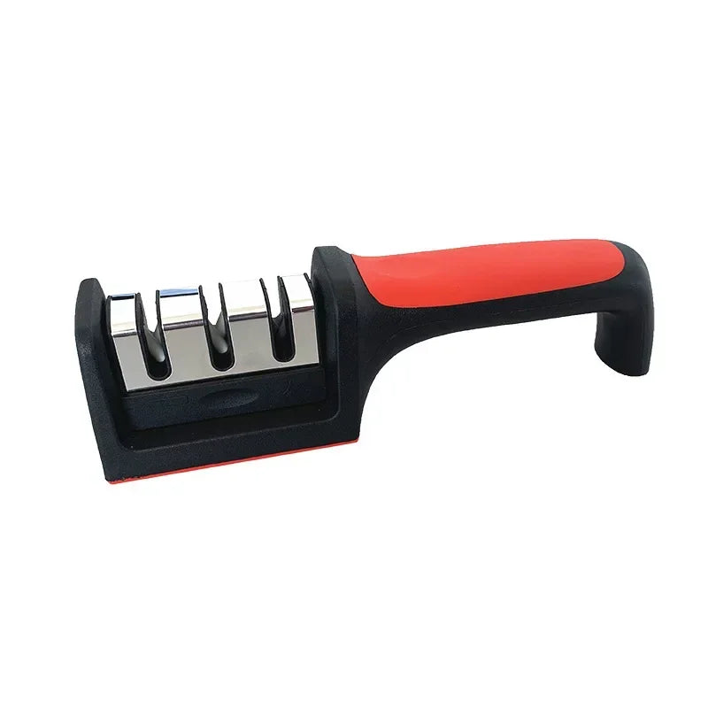 Afilador de Cuchillos de Cocina de 3 Segmentos, Multifuncional, Manual, 3/4 Usos, Piedra de Afilar Negra, Herramientas para Afilar Cuchillos
