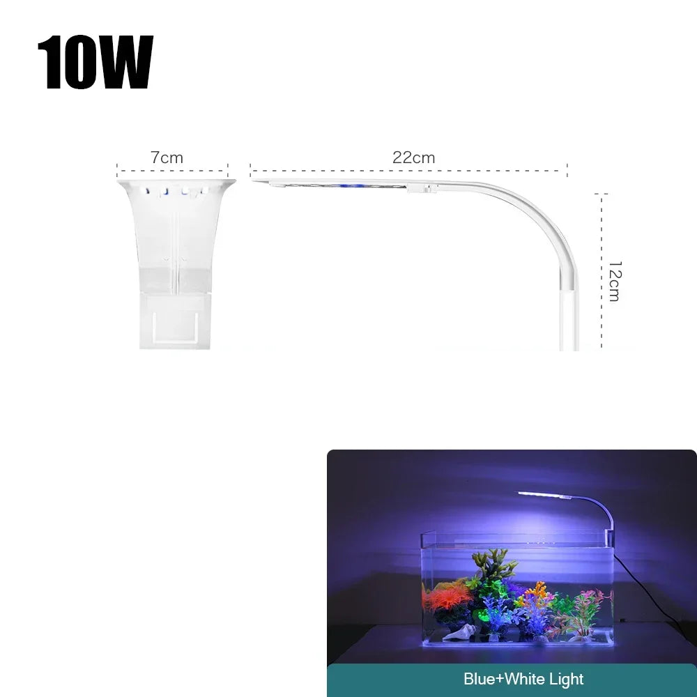 Luz LED súper delgada para acuario, iluminación para plantas, luz de cultivo de 5W/10W/15W, iluminación para plantas acuáticas, lámpara con Clip impermeable para pecera