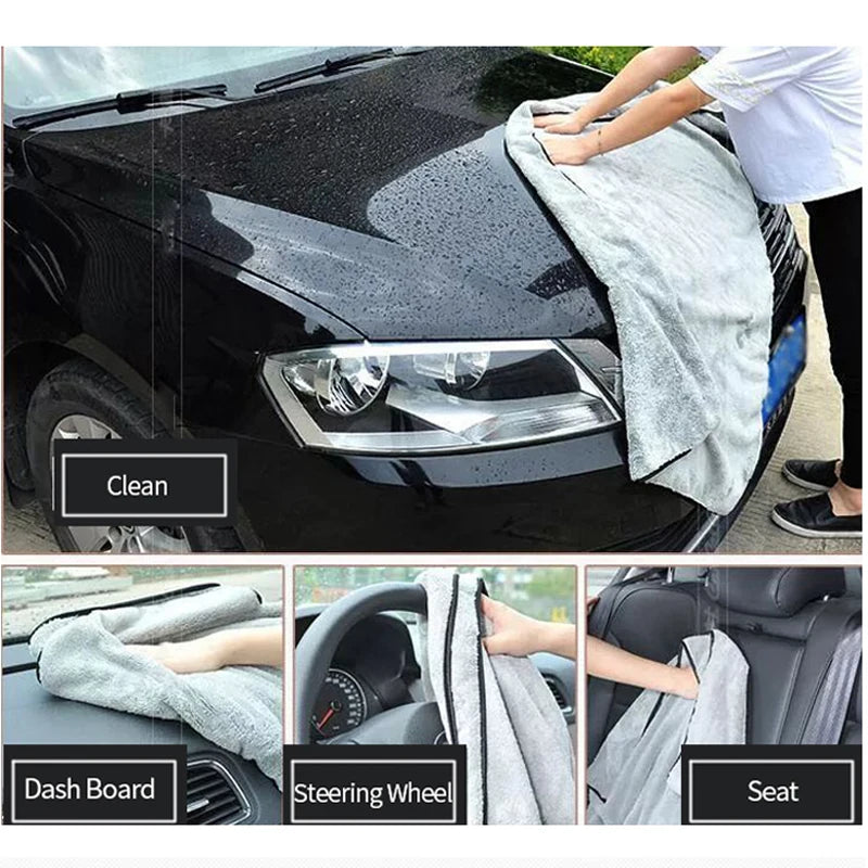 SEAMETAL-Toalla de microfibra para lavado de coche, paño de dobladillo de limpieza automática de secado rápido, Trapos de súper absorción, accesorios de lavado