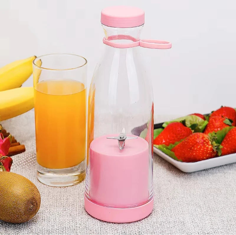 Licuadora Portátil de 6 Cuchillas y 420 ml, con Carga USB, en Forma de Botella de Vino, Mezcladora de Frutas, Mini Licuadora Eléctrica para Uso Diario en la Cocina