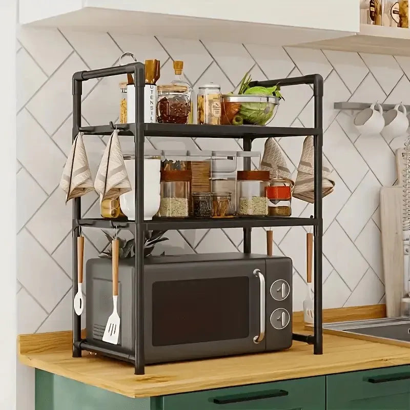 Estante de Cocina Resistente, Soporte para Horno de Microondas de Pie, Estante de Almacenamiento de 2 Niveles, Organizador para Freidora de Aire, Soporte para Ollas