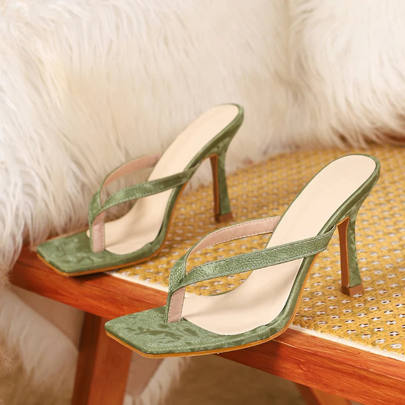 Liyke, moda de verano, zapatillas finas de tacón alto, chanclas de playa con Clip cuadrado para mujer, zapatos, sandalias de gladiador, chanclas para mujer