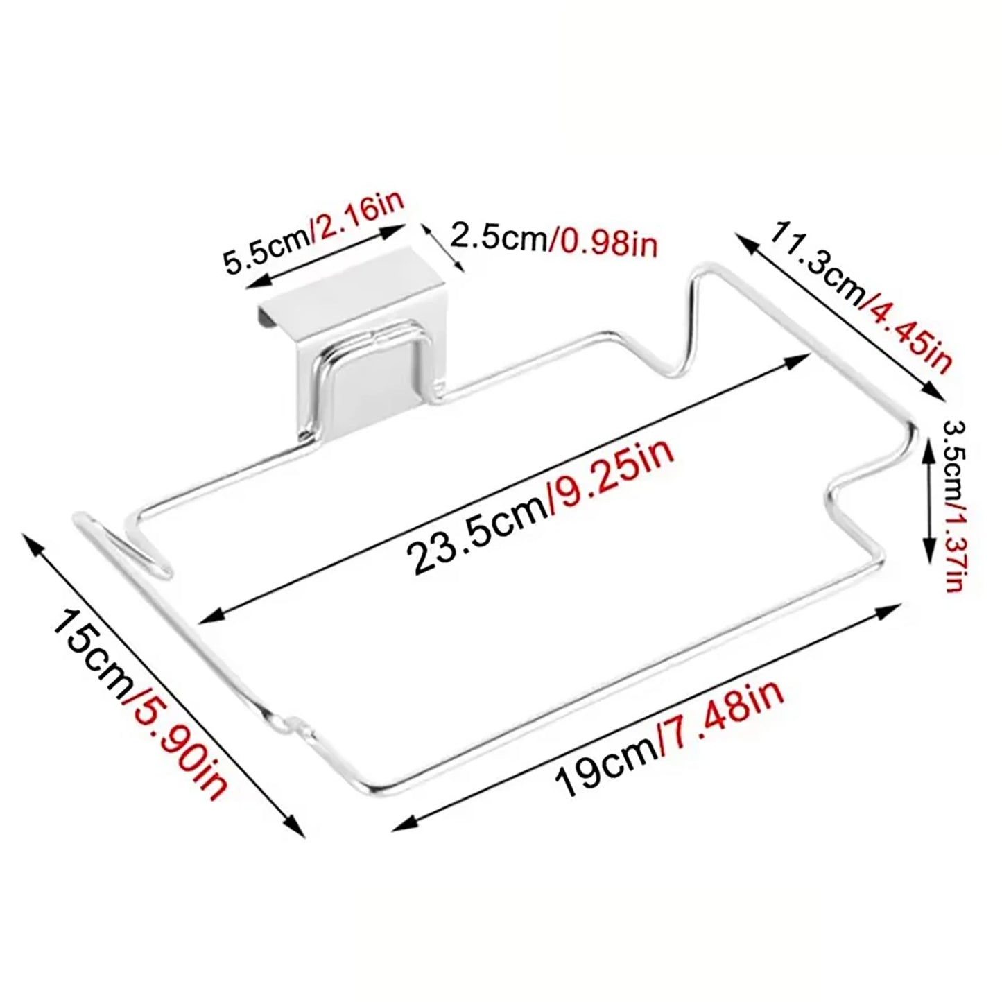 Estante de Cocina de Acero Inoxidable Sin Perforaciones con Soporte Colgante, Estante para Puerta de Armario con Almacenamiento para Paños y Bolsas de Basura
