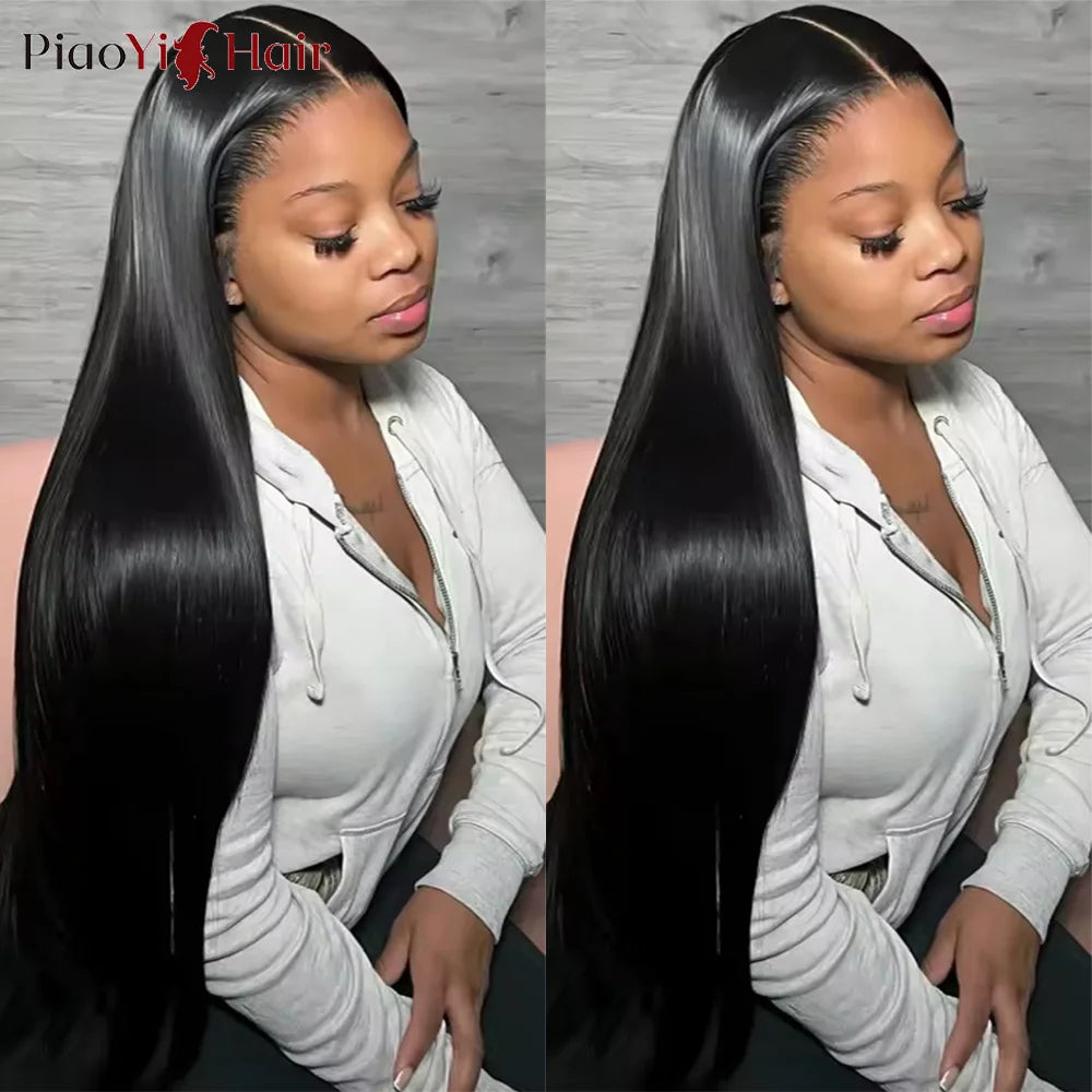 Peluca de cabello humano con encaje Frontal HD 13X6 de 30 pulgadas, peluca Frontal de encaje transparente HD recta, cabello humano brasileño de 210% de densidad