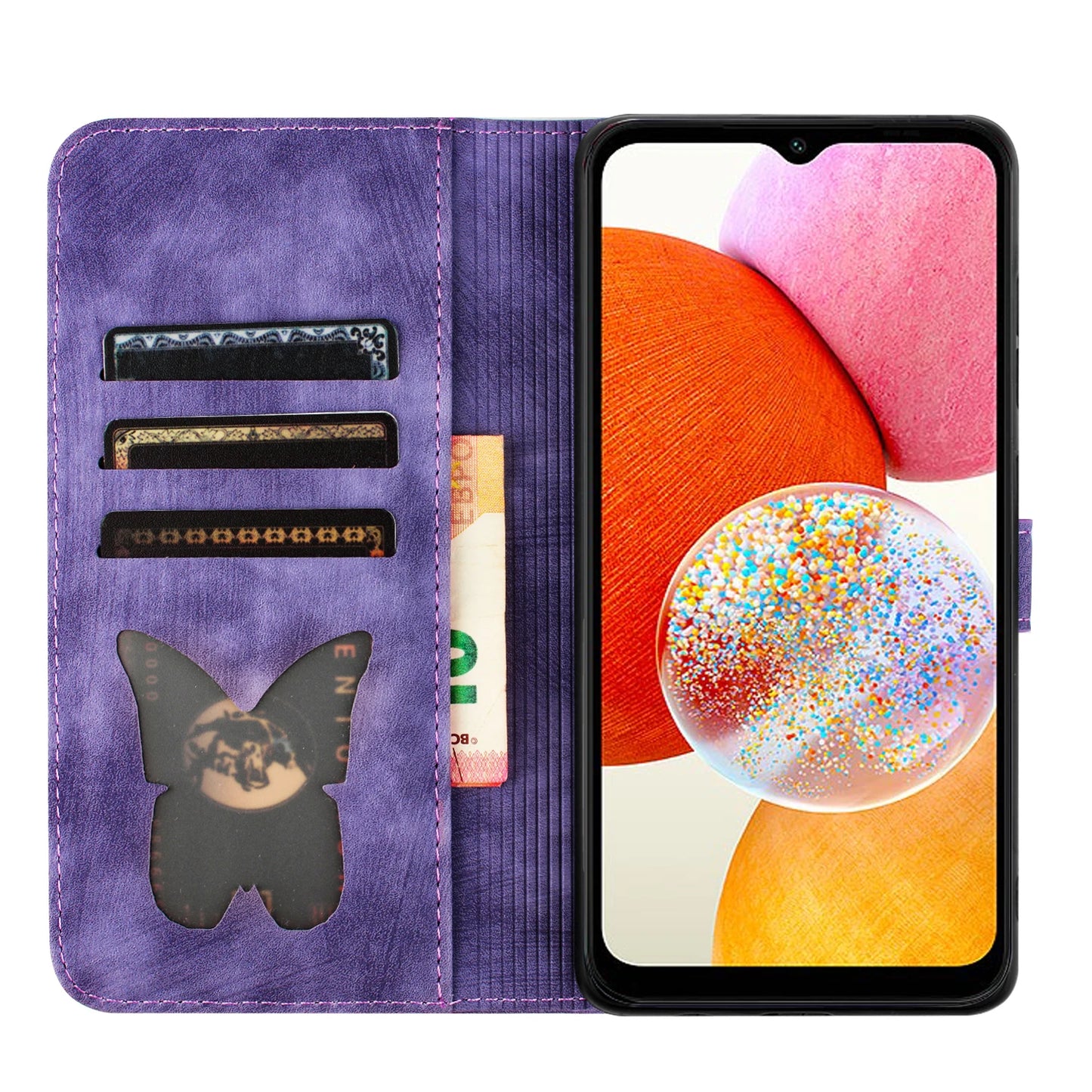 Funda tipo cartera de cuero con diseño de gato y mariposa para iPhone 17, 15, 16, 14, 13, 12, 11 Pro Max, iPhone 15 Plus