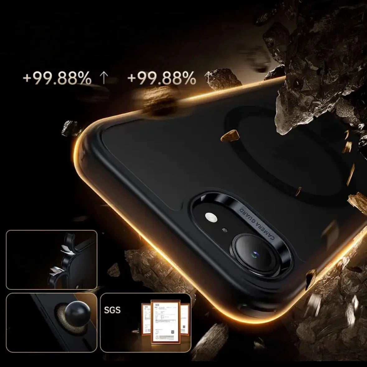 Funda para iPhone 17e/16e con Magnético, Translúcida, Mate, Antigolpes y Protectora - Negra