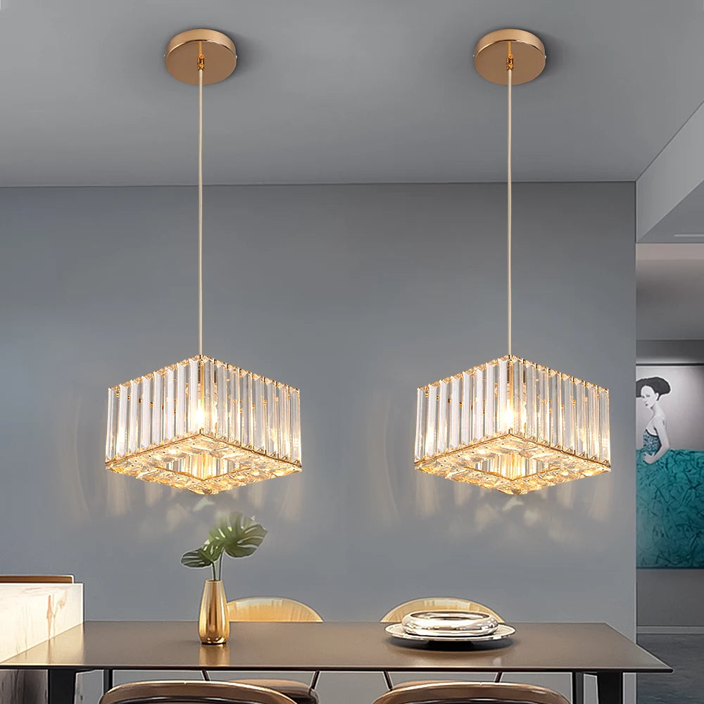 Lámpara colgante de cristal moderna, lámpara de techo Led de lujo, accesorios de decoración para el hogar, Isla de cocina, Lustre colgante ajustable