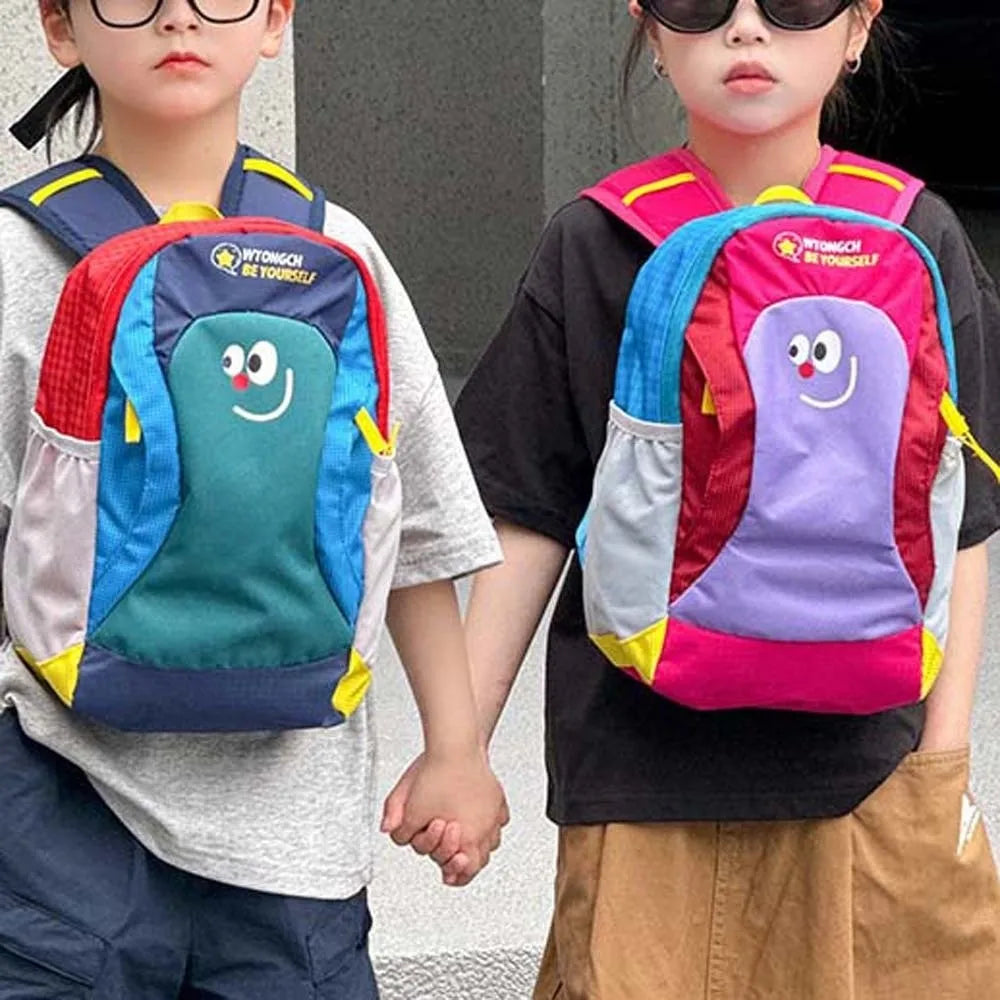 Mochila de tela Oxford para niños, mochila ergonómica con dibujos animados para guardería, mochila ligera y duradera con bloques de color para estudiantes