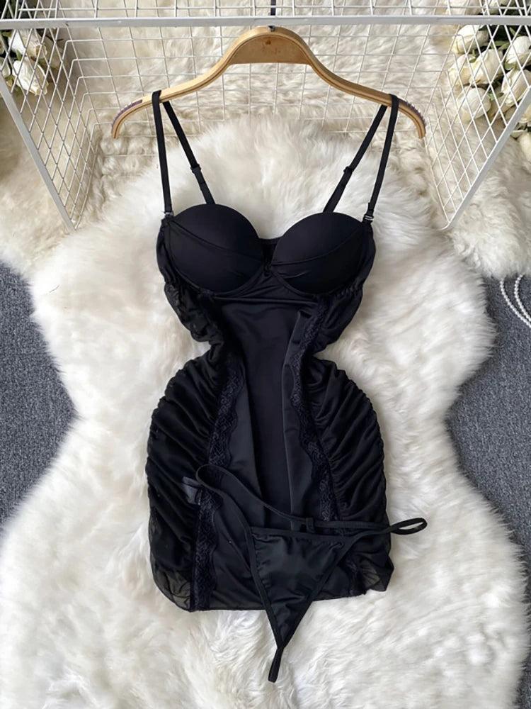 Ropa de dormir para fiesta de San Valentín, Catsuits combinados, peleles de tiras de malla eróticos íntimos ajustados, monos de mujer, lencería, conjuntos sexys