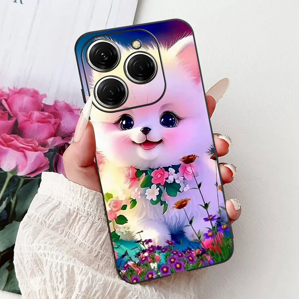 Para Tecno Spark 20c 20 Pro Plus Spark20 Pro Funda de teléfono Funda trasera de goma suave Mujer moda patrón de dibujos animados Funda de parachoques