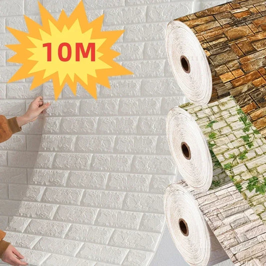 Papel tapiz autoadhesivo de 70cm x 10m, decoración de papel tapiz de ladrillo de espuma antigua, pegatina de pared 3D impermeable para sala de estar y dormitorio