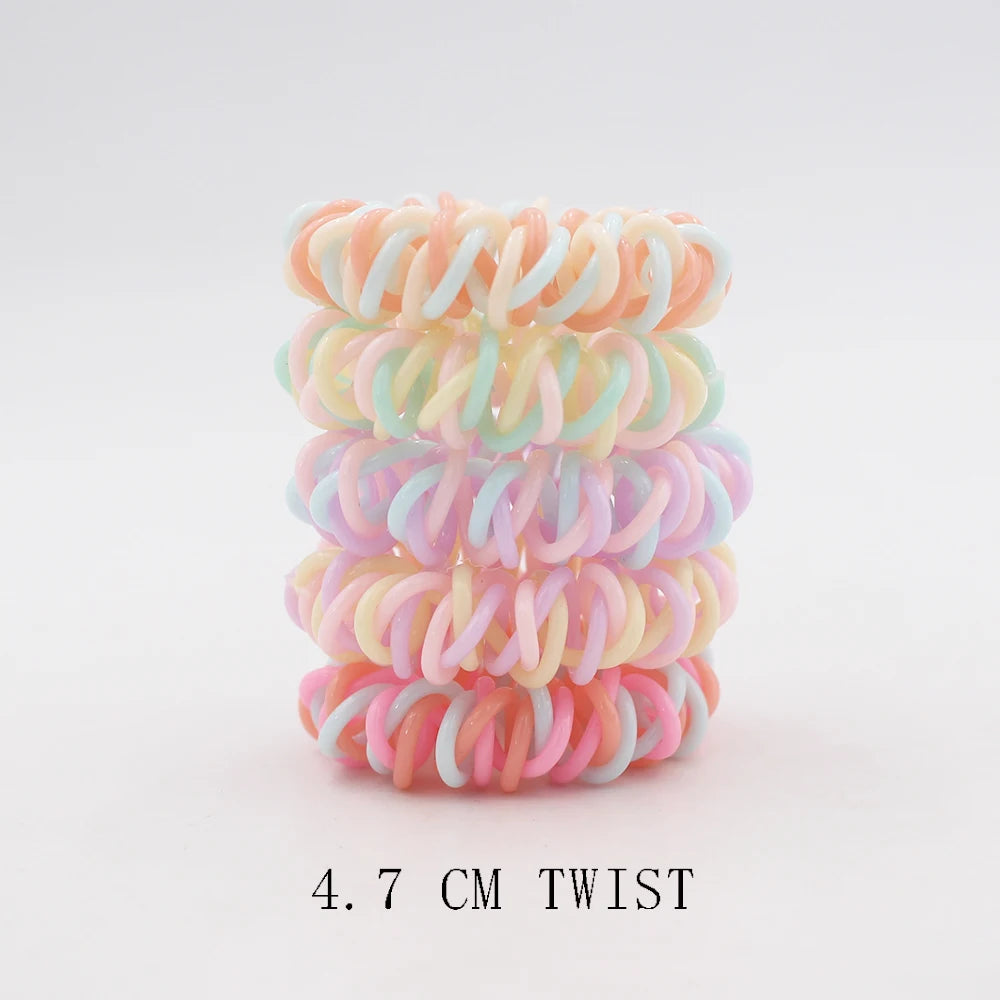 Banda elástica para el cabello, banda para el pelo con cable en espiral esmerilado, lazo para el pelo, Goma elástica para la cabeza, color liso mate, 5 unidades por juego, nueva moda