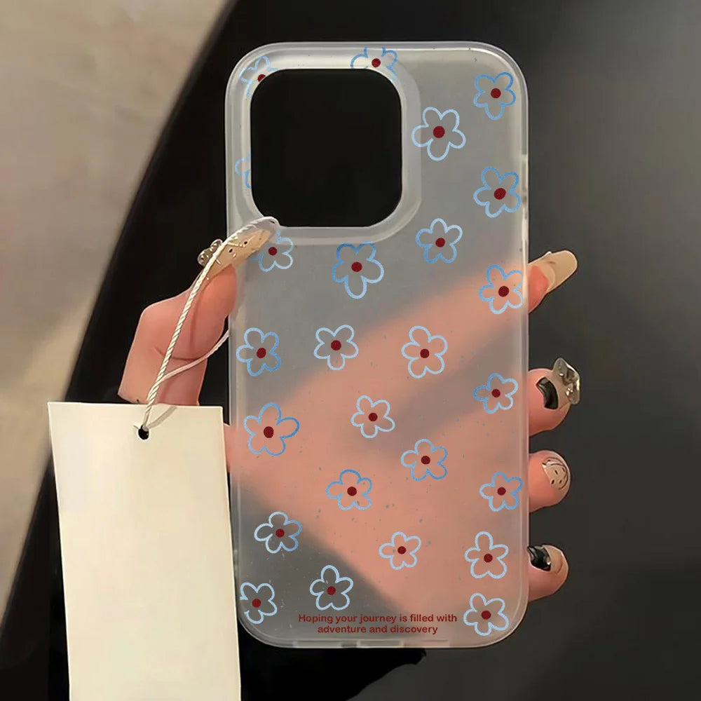 Fundas de teléfono de silicona suave mate para iPhone 15 funda iPhone 16 13 17 Pro Max 14 11 12 Pro 15 16 Plus funda transparente a prueba de golpes con flores