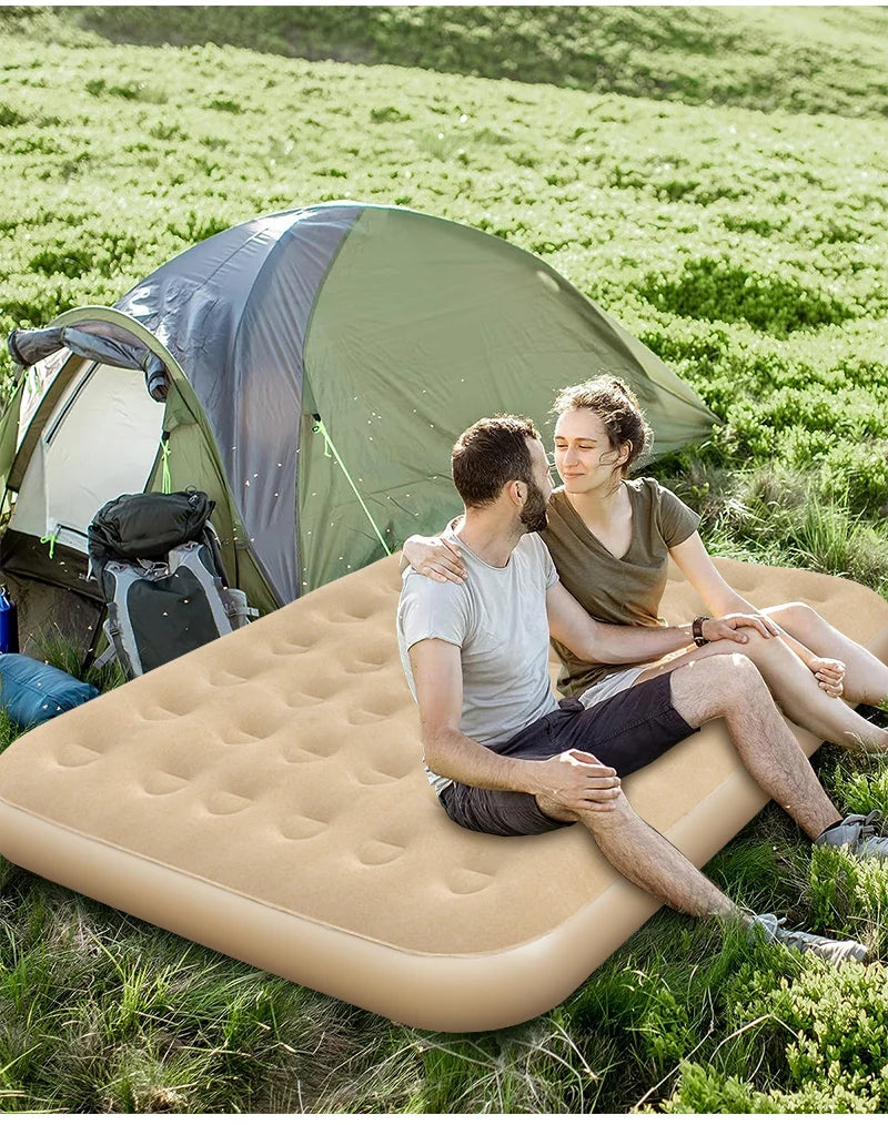 Colchón de Aire para Exteriores, Colchón Inflable para Siesta, Colchón de Aire Grueso y Elevado, Colchón Individual para el Hogar, Colchón Doble para la Hora del Almuerzo