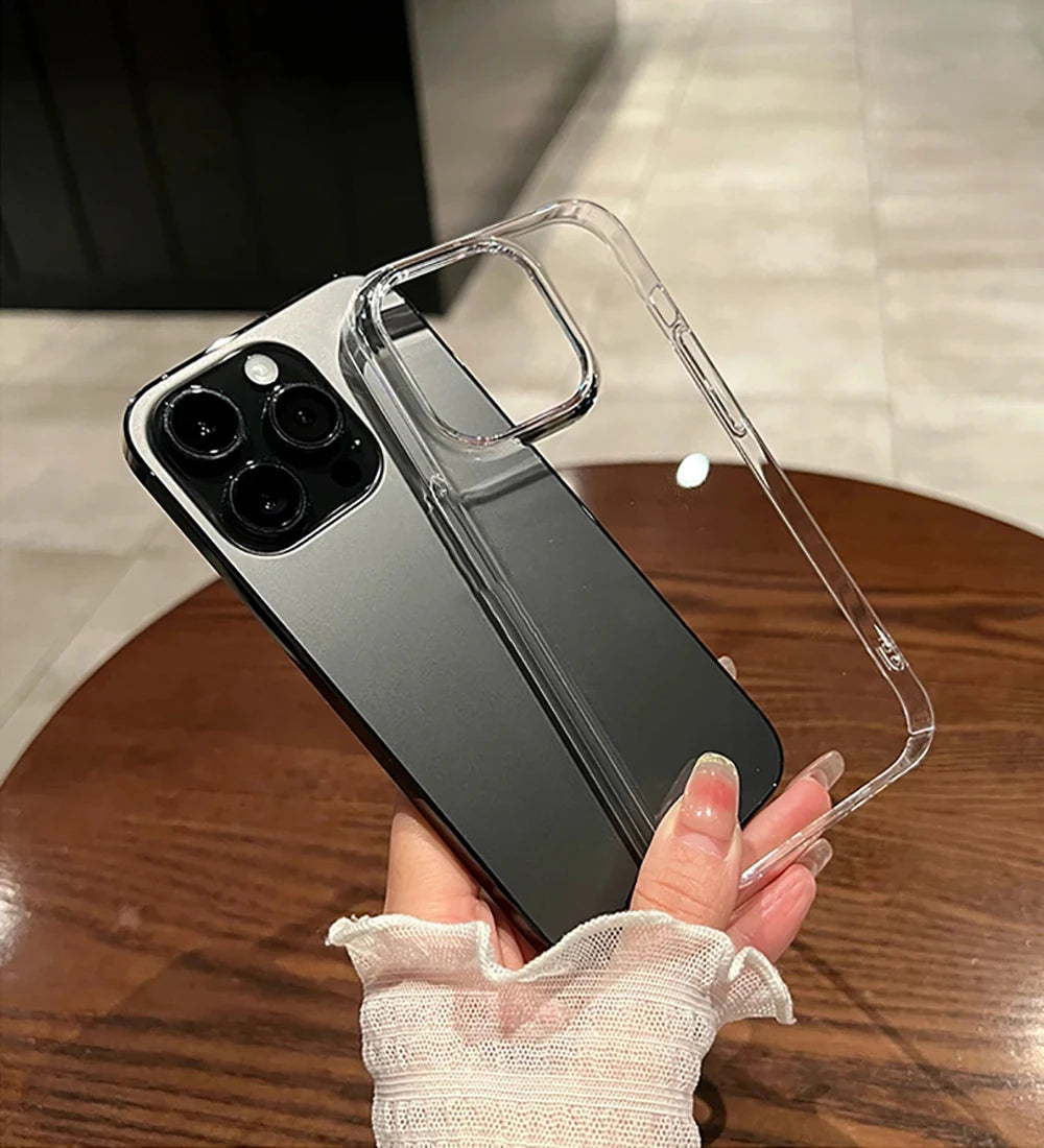 Fundas de parachoques transparentes a prueba de golpes de lujo para iPhone 16 15 14 13 12 11 Pro Max Plus accesorios de cubierta de teléfono acrílico suave transparente