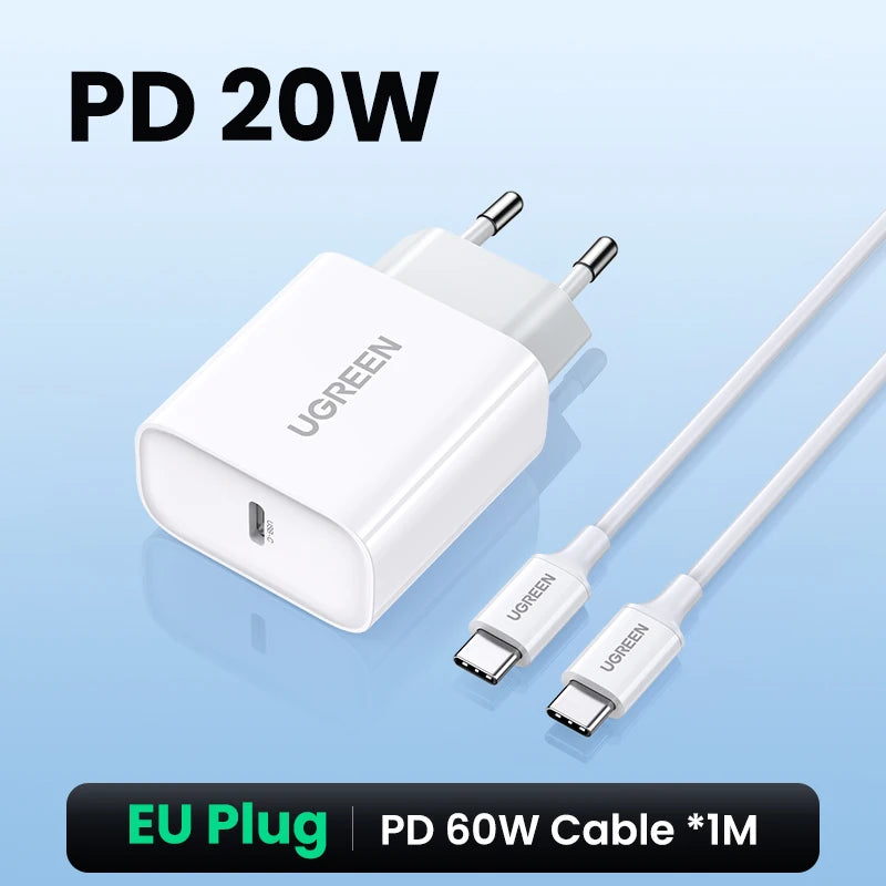 UGREEN Quick Charge 4,0 3,0 QC PD cargador 20W QC4.0 QC3.0 USB tipo C cargador rápido para iPhone 17 16 15 Pro Xiaomi teléfono PDCharger