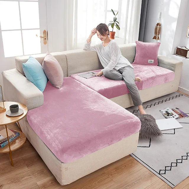 Fundas para cojines de asiento de sofá de terciopelo elástico para sala de estar, cojín Chaise Longue, fundas de sofá para muebles en forma de L de esquina de lujo