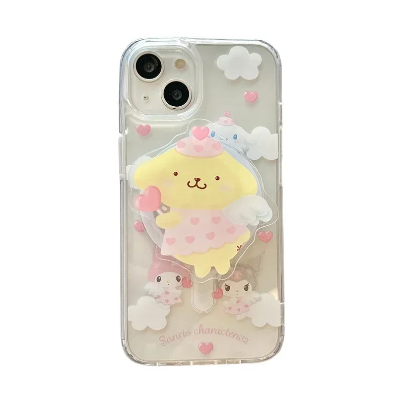 Sanrio Hello Kitty Melody Kuromi soporte magnético Magsafe funda de teléfono con carga inalámbrica para iPhone 16 15 14 13 12 11 Pro Max