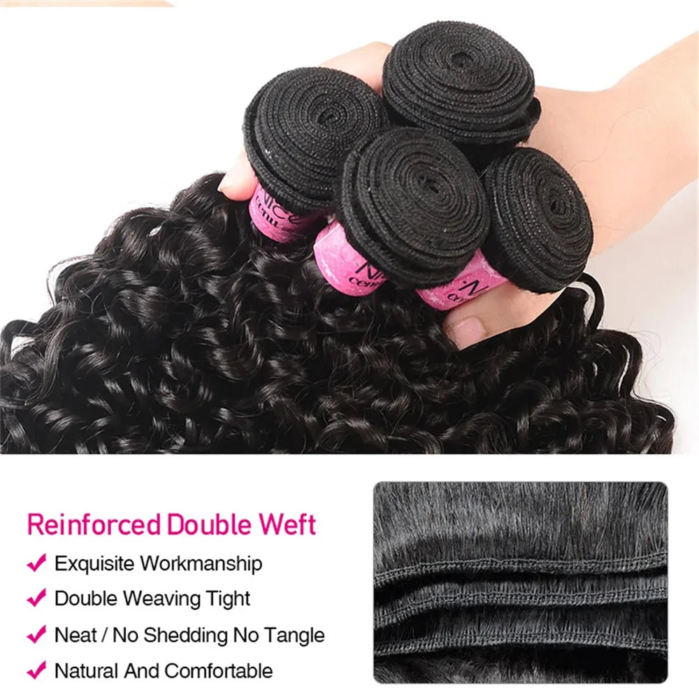 Mechones de pelo rizado UNice, Color Natural sin procesar, grado 10A, 100% cabello humano, oferta de 1/3/4 Uds.