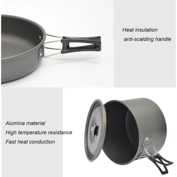 Juego de utensilios de cocina para acampar para 1 a 7 personas, olla y sartén ligeros y portátiles con bolsa de transporte, perfecto para acampar al aire libre