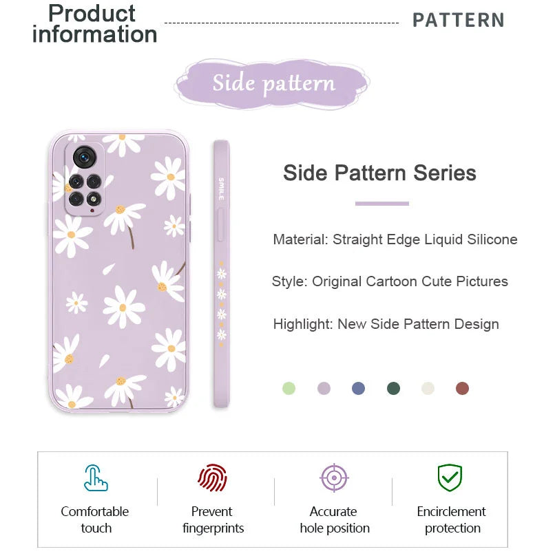 Funda de teléfono con diseño de margaritas para Xiaomi Redmi Note 14 13 12 12S 11 11S 10 10A 10T 10S 9T 9 8 7 Pro Plus 10C 4G 5G