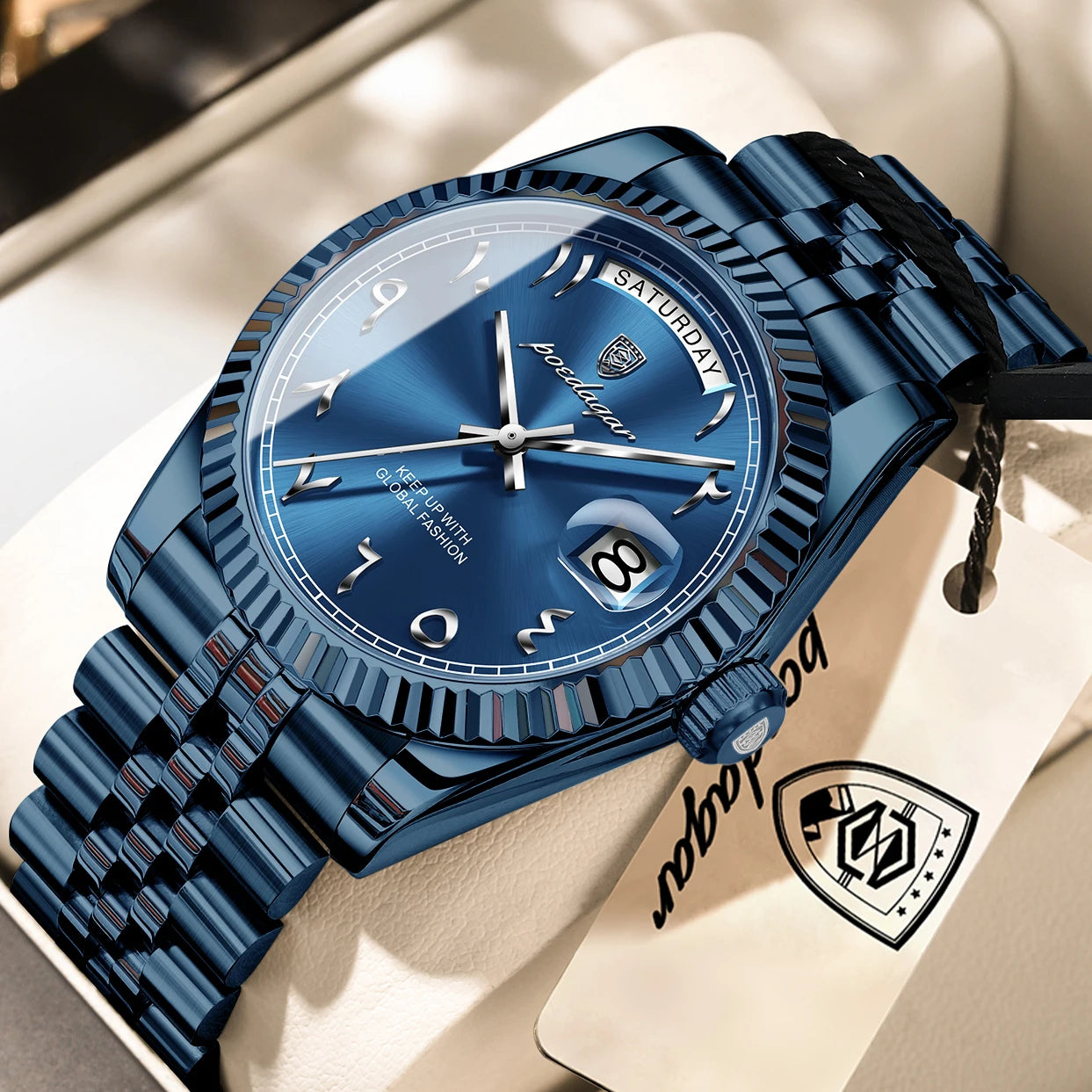 Reloj de Pulsera para Hombre de la Marca POEDAGAR, a la Moda, Resistente al Agua, con Fecha y Día de la Semana, Reloj de Negocios para Hombre, de Acero Inoxidable, de Alta Calidad, de Cuarzo