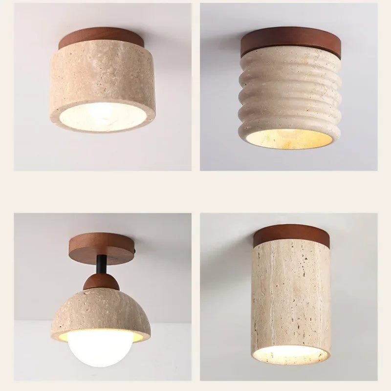 Lámpara de techo LED de piedra travertino, accesorio de iluminación para pasillo, sala de estar, comedor, decoración de dormitorio, lámpara de techo
