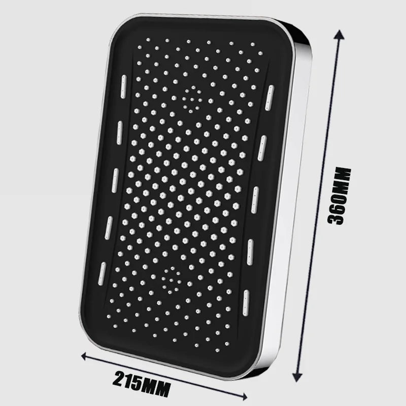 Panel grande de 36CM, cabezal de ducha supercargo montado en el techo de gran flujo, conjunto de 3 modos, lluvia de alta presión, accesorios de ducha de baño