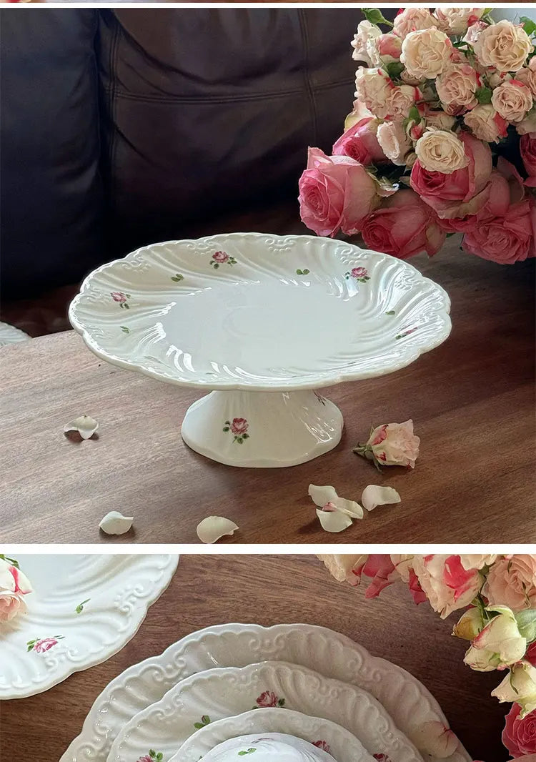 Juego de platos de cerámica, taza de café, platillo, hermoso vajilla, plato de postre de rosa Vintage, platos de cena, regalo, taza de té, suministros de cocina