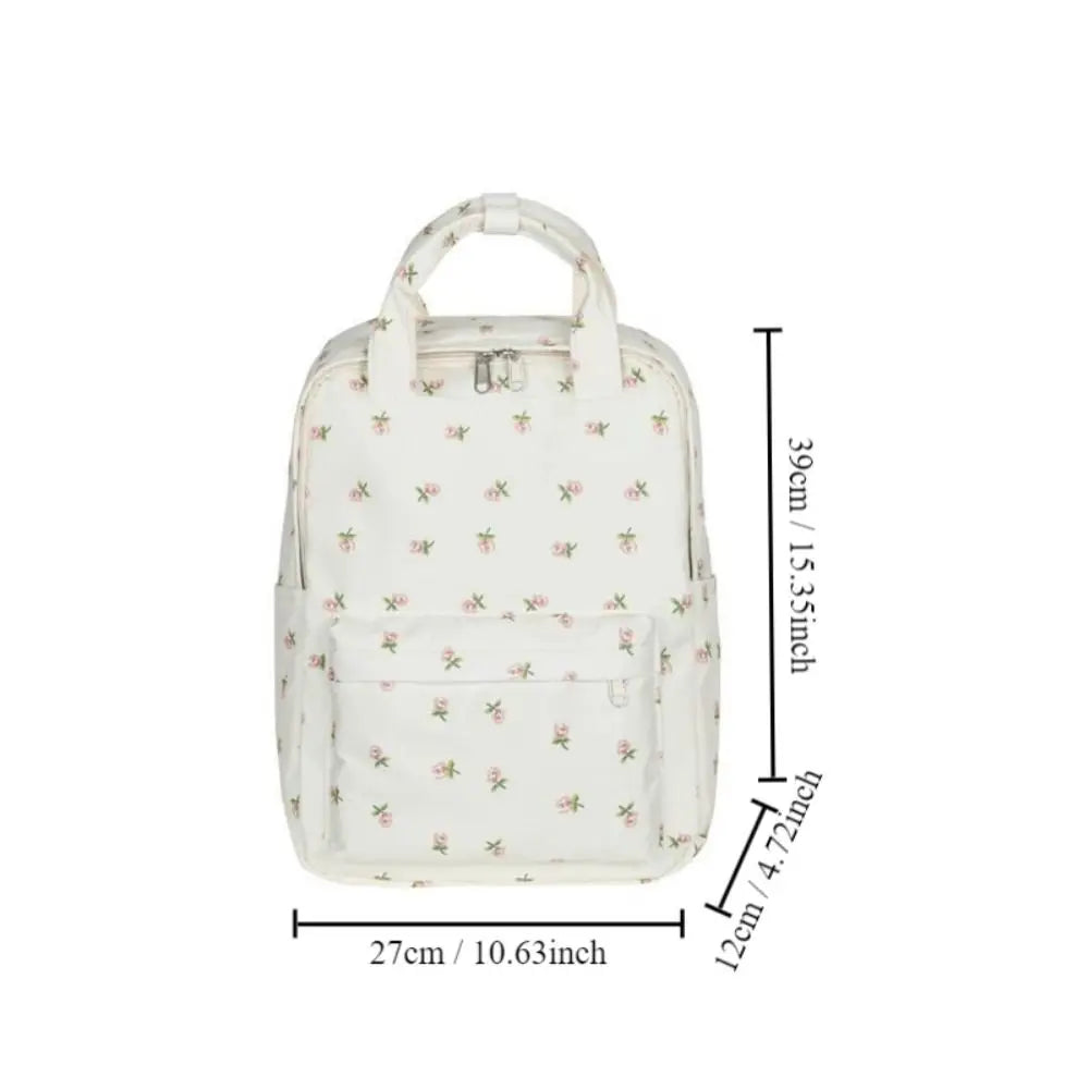 Mochila de moda de gran capacidad para mujer, mochila con estampado de flores y asa para estudiantes, mochila escolar de nailon de estilo japonés para estudiantes