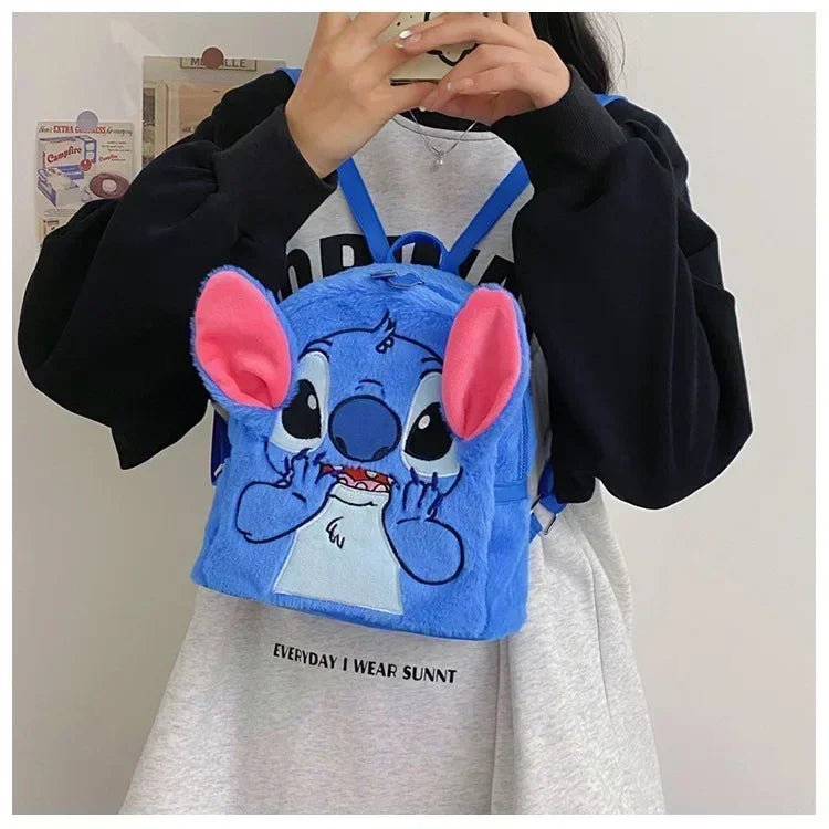Mochila de Peluche Stitch 2026, Mochila Escolar Japonesa Azul con Diseño Divertido de Stitch, Mochila de Gran Capacidad para Estudiantes, Bolsa de Jardín de Infancia, Regalo para Niños