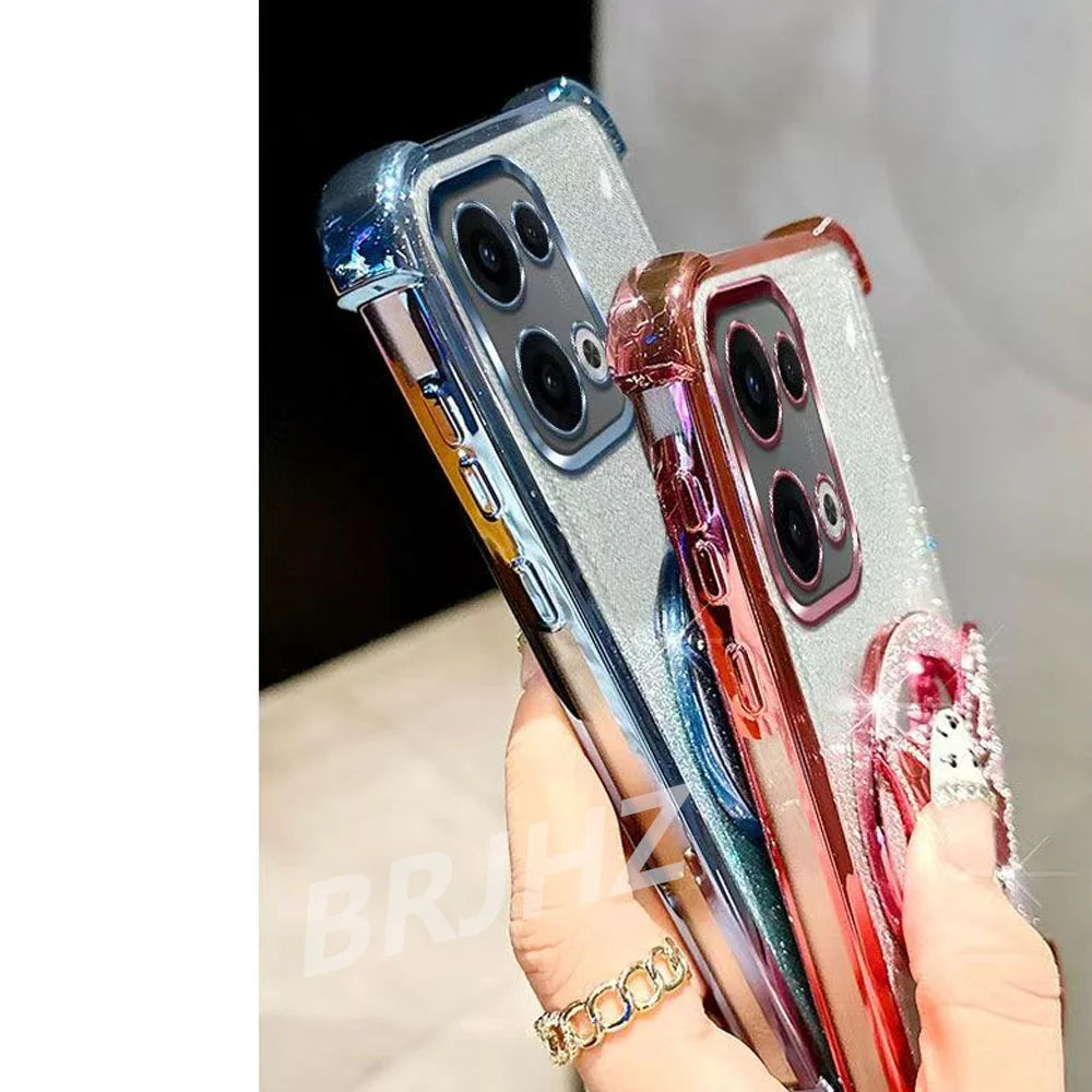 Funda Magnética Antigolpes con Espejo para Realme 14 13 12 Pro Plus C75 C71 C65 C63 C55 C53 C51, Soporte para Teléfono con Diseño de Mariposa y Correa de Pulsera