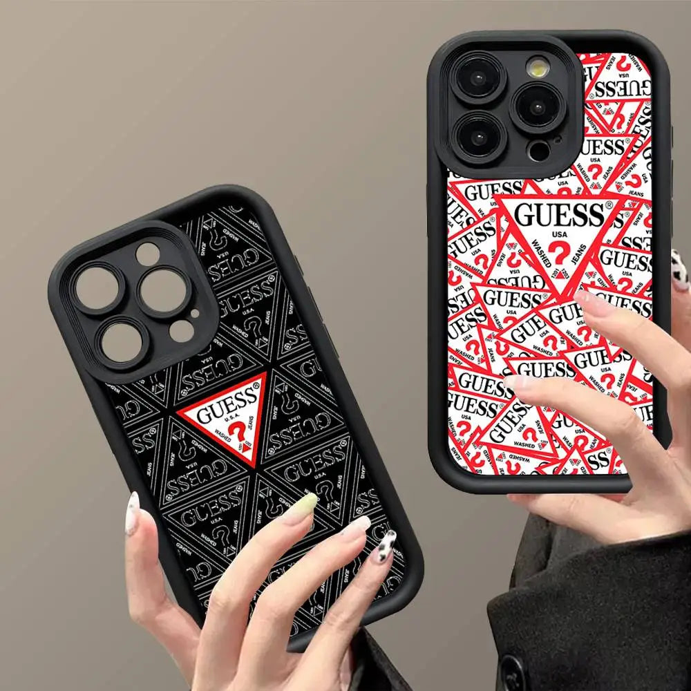 Funda de Silicona Suave para Teléfono de la Marca de Moda G-Guess para iPhone 17 16 14 13 12 11 15 Pro Max Plus Air Cover