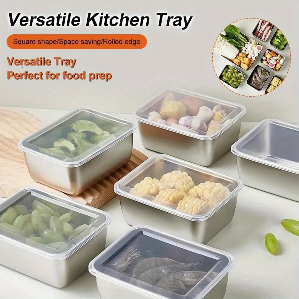 Juego de 6 recipientes de acero inoxidable para almacenar alimentos con tapas - Herméticos, apilables y reutilizables para camping, picnics, escuela