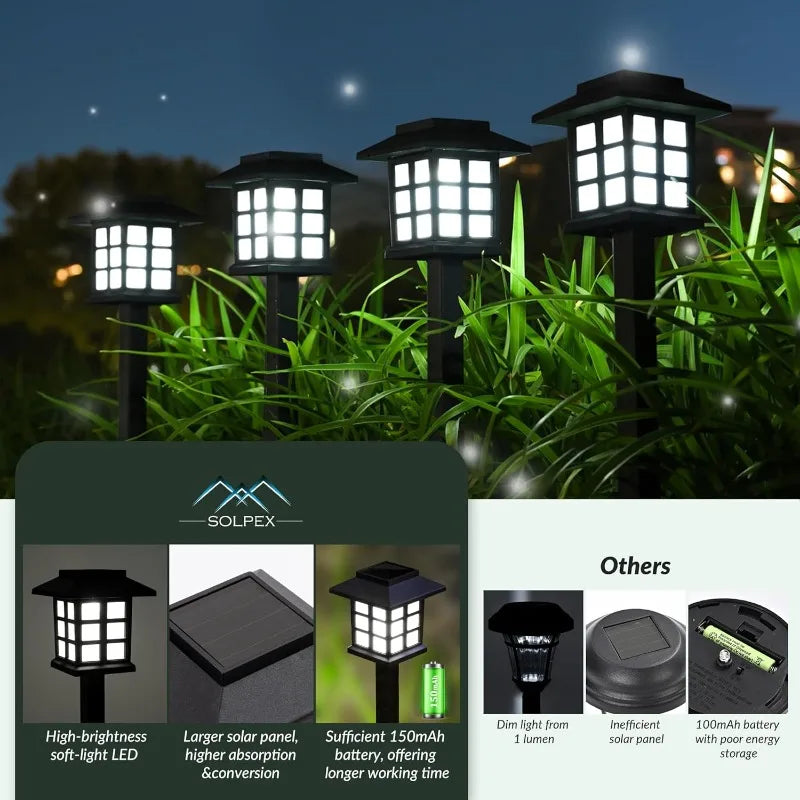 Paquete de 2 luces solares para caminos, lámpara Solar para exteriores, iluminación de paisaje impermeable para jardín, Patio, pasarela, entrada, decoración de acampada
