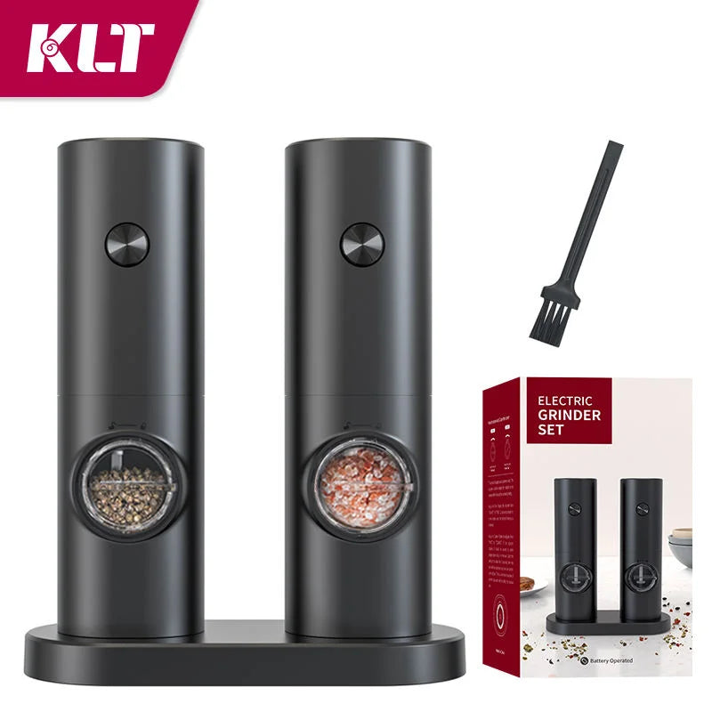 Juego de Molinillos Eléctricos Automáticos de Sal y Pimienta (1/2 Piezas) con Luz LED, Molinillo de Especias Ajustable, Herramientas de Cocina