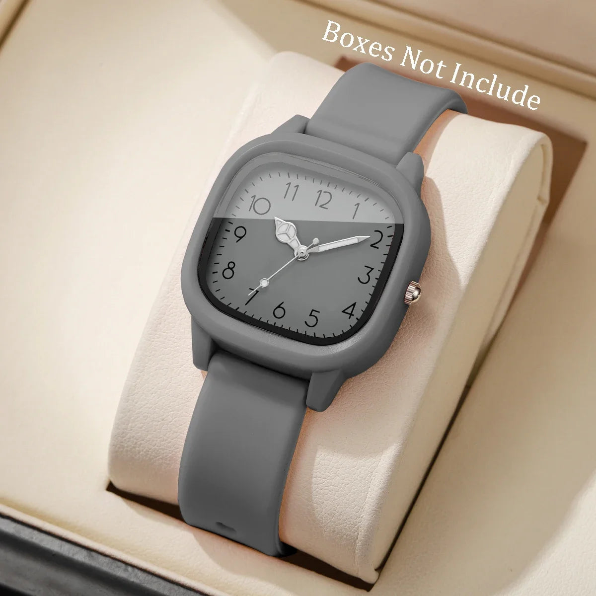 Relojes de Mujer con banda de silicona de Color caramelo a la moda, Reloj de pulsera de cuarzo con esfera cuadrada para Mujer, Reloj para niñas
